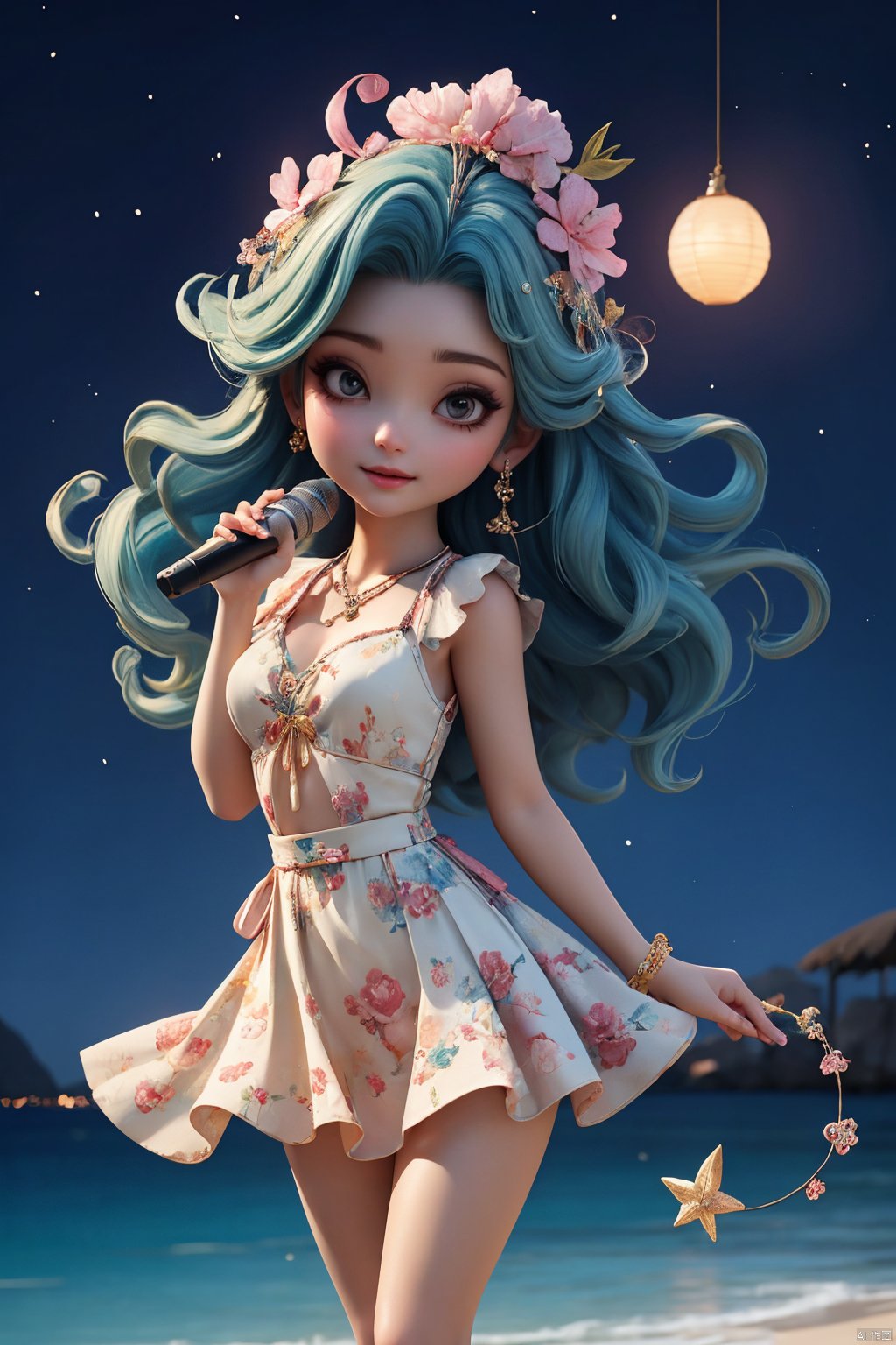 Masterpiece,highest quality,realistic,very fine and fine details,high resolution,8K,
hubg\(haixiaoqiong)\ , 1girl, singing, night, stars, beaches, concerts, HUBG_CN_illustration