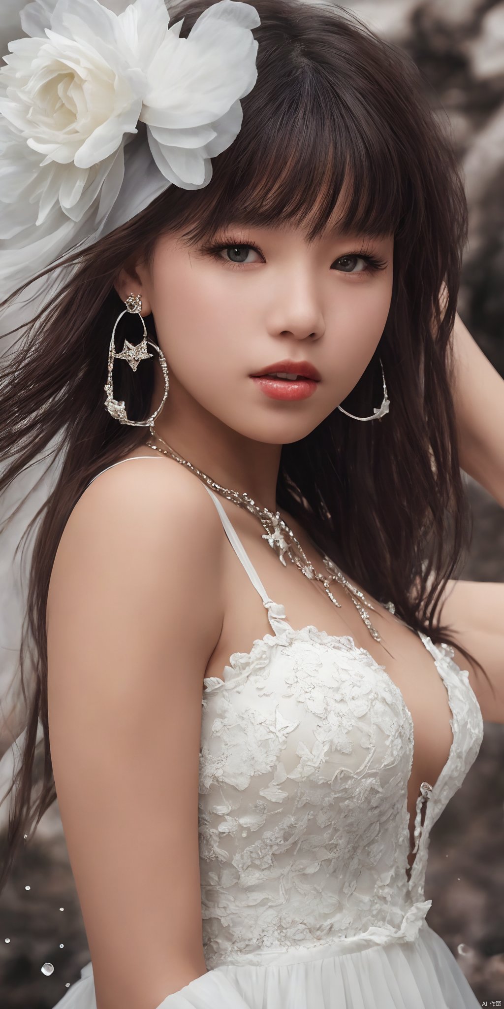  (1girl:1.2),Chinese girls,stars in the eyes,(pure girl:1.1),(white dress:1.1),(full body:0.6),There are many scattered luminous petals,bubble,contour deepening,(white_background:1.1),cinematic angle,,underwater,adhesion,green long upper shan, 21yo girl,jewelry, earrings,lips, makeup, portrait, eyeshadow, realistic, nose,{{best quality}}, {{masterpiece}}, {{ultra-detailed}}, {illustration}, {detailed light}, {an extremely delicate and beautiful}, a girl, {beautiful detailed eyes}, stars in the eyes, messy floating hair, colored inner hair, Starry sky adorns hair, depth of field, large breasts,cleavage,blurry, no humans, traditional media, gem, crystal, still life, Dance,movements, All the Colours of the Rainbow,zj,
simple background, shiny, blurry, no humans, depth of field, black background, gem, crystal, realistic, red gemstone, still life,
, wings, jewels
 1girl,Fairyland Collection Dark Fairy Witch Spirit Forest with Magic Ball On Crystal Stone Figurine, 
