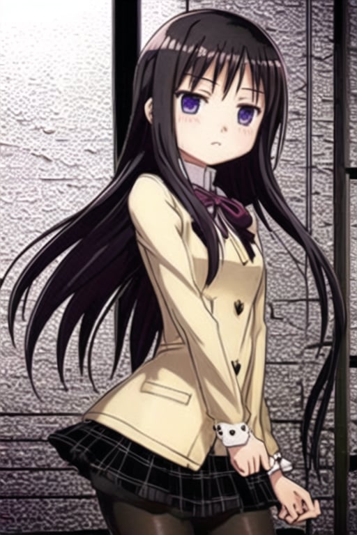 1girl, solo, homuramagica, long hair, pantyhose, purple eyes, 