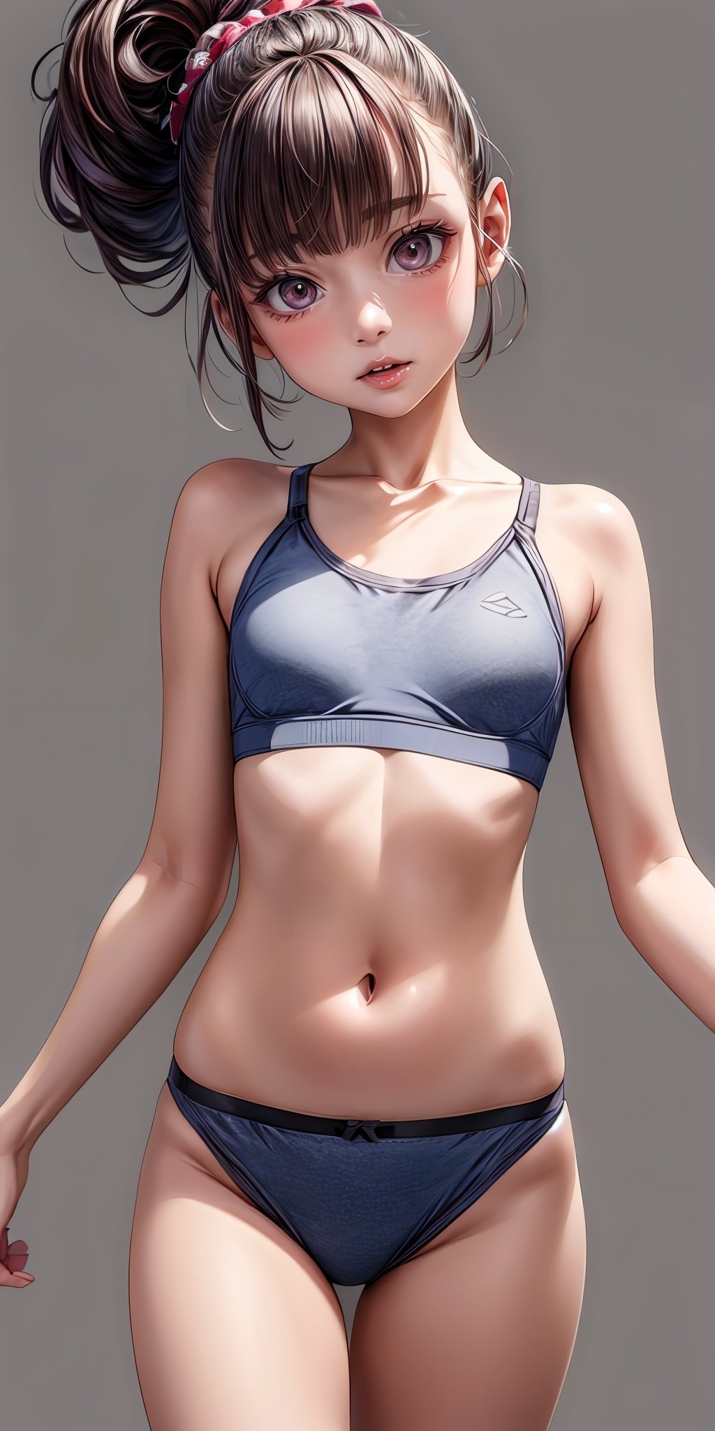 (masterpiece,ultra-detailed,best quality,8K,illustration,shaved:1.2),(petite girl:1.4) <lora:add_detail:1.2>,  <lora:jyojipan v2:0.4> jyojipan, panties, training bra,simple background