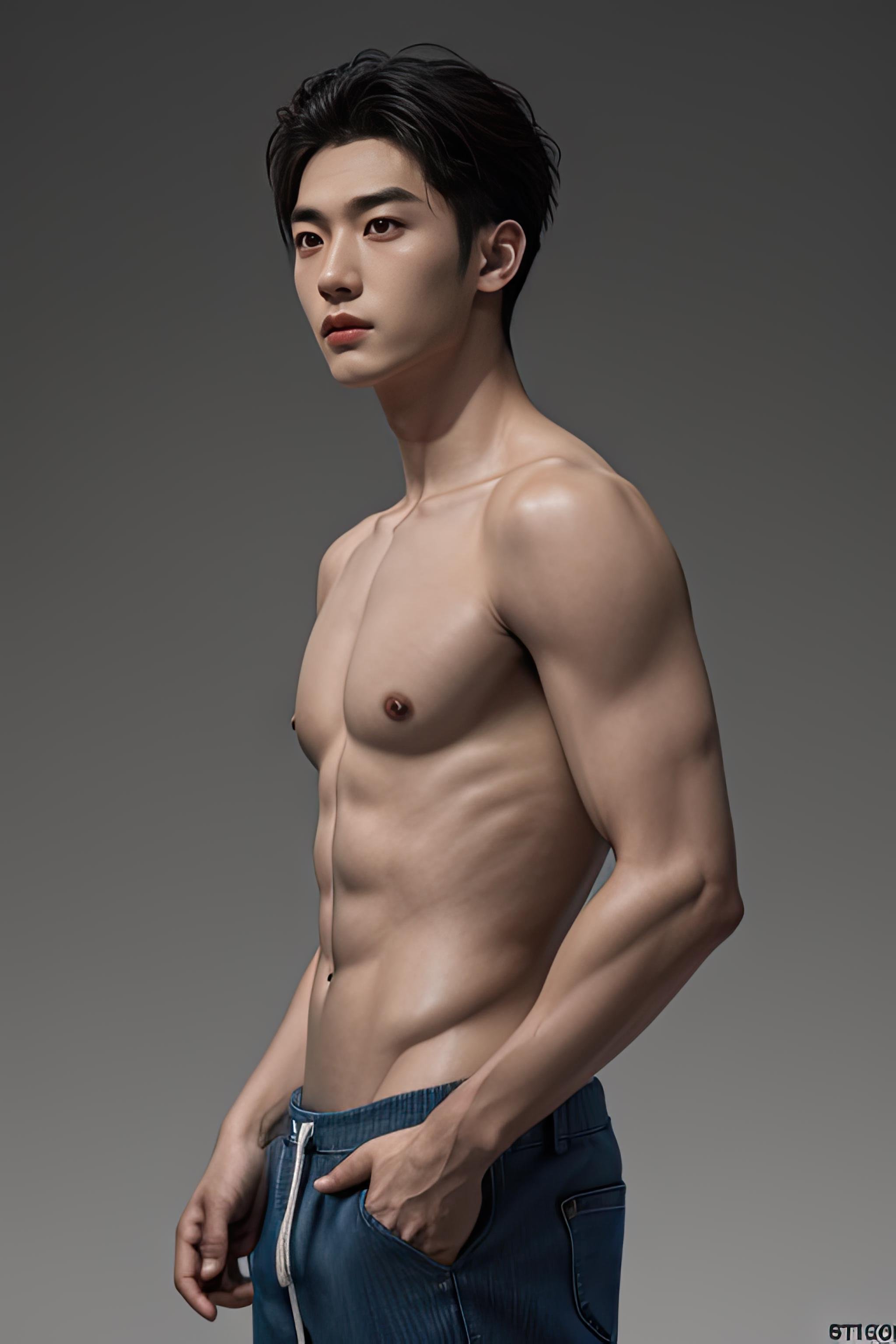 (masterpiece:1.21),(bestquality:1.21),8k,high detailed,ultra-detailed,photography,award winning,documentary,Original Photo,realistic,Ultra detailed digital art masterpiece,(absurdres:1.1),slim asian male,tall,thin,handsome,black eyes,glint,1boy,homo,gay,(realistic skin:1.1),(pores:1.21),(high detailed skin:1.21),(pants:1.41),(topless:1.312),(thin body:1.41),photography,hdr,vibrant,octane render,(8k:1.21),(detailed fingers:1.1),GS-DeFeminize,Studio lighting,High resolution scan,physically-based rendering,Cinematic Lighting,shadow,depth of field,(low saturation:1.3),thick eyebrows,,