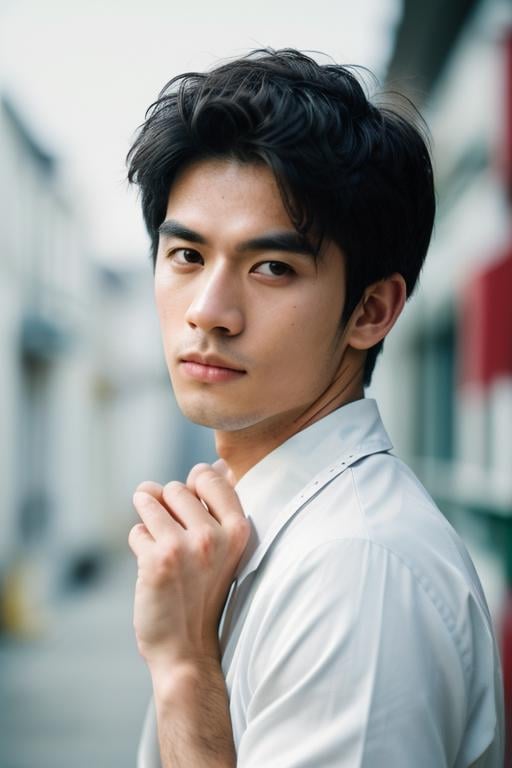 1boy,slim Asian male,male focus,solo,(Male Painter,Male Pharmacist,Real Skin Texture, detailed skin:1.21),(black hair, short hair:1.1),(detailed eyes.black eyes, solid eyes:1.21),(Facepalm, stylish pose:1.21),<lora:add_detail:1>,(best quality, masterpiece, ultra-detailed:1.43),(professional photography, F/2.8, 35 mm Lens,sharp focus, HD, 8k, portrait:1.33),