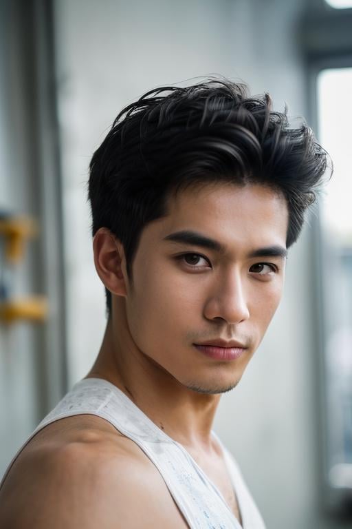 1boy,slim Asian male,male focus,solo,(Male Dancer,Male Construction Supervisor,Real Skin Texture, detailed skin:1.21),(black hair, short hair:1.1),(detailed eyes.black eyes, solid eyes:1.21),(Happy New Year, stylish pose:1.21),<lora:add_detail:1>,(best quality, masterpiece, ultra-detailed:1.43),(professional photography, F/2.8, 35 mm Lens,sharp focus, HD, 8k, portrait:1.33),