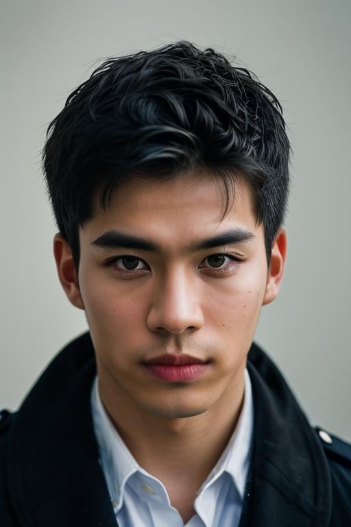 1boy,slim Asian male,male focus,solo,(Male Police Officer,Male Legal Advisor,Real Skin Texture, detailed skin:1.21),(black hair, short hair:1.1),(detailed eyes.black eyes, solid eyes:1.21),(Closed Mouth, stylish pose:1.21),<lora:add_detail:1>,(best quality, masterpiece, ultra-detailed:1.43),(professional photography, F/2.8, 35 mm Lens,sharp focus, HD, 8k, portrait:1.33),