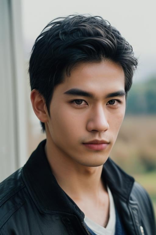 1boy,slim Asian male,male focus,solo,(Male Farmer,Male Consumer Behaviorist,Real Skin Texture, detailed skin:1.21),(black hair, short hair:1.1),(detailed eyes.black eyes, solid eyes:1.21),(No Mouth, stylish pose:1.21),<lora:add_detail:1>,(best quality, masterpiece, ultra-detailed:1.43),(professional photography, F/2.8, 35 mm Lens,sharp focus, HD, 8k, portrait:1.33),