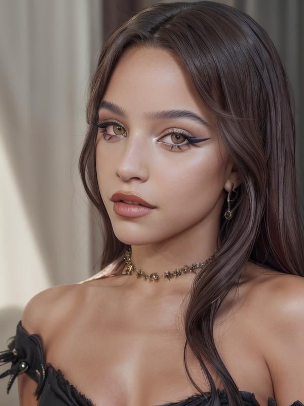 gquality, <lora:emilia-10:1> emilia, 1girl, solo, looking at viewer, portrait, lipstick, realistic, makeup, eyeshadow, eyeliner, eyelashes, bare shoulders