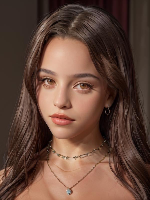 gquality, <lora:emilia-10:1> emilia, 1girl, solo, looking at viewer, simple background, jewelry, earrings, necklace, portrait, realistic, makeup