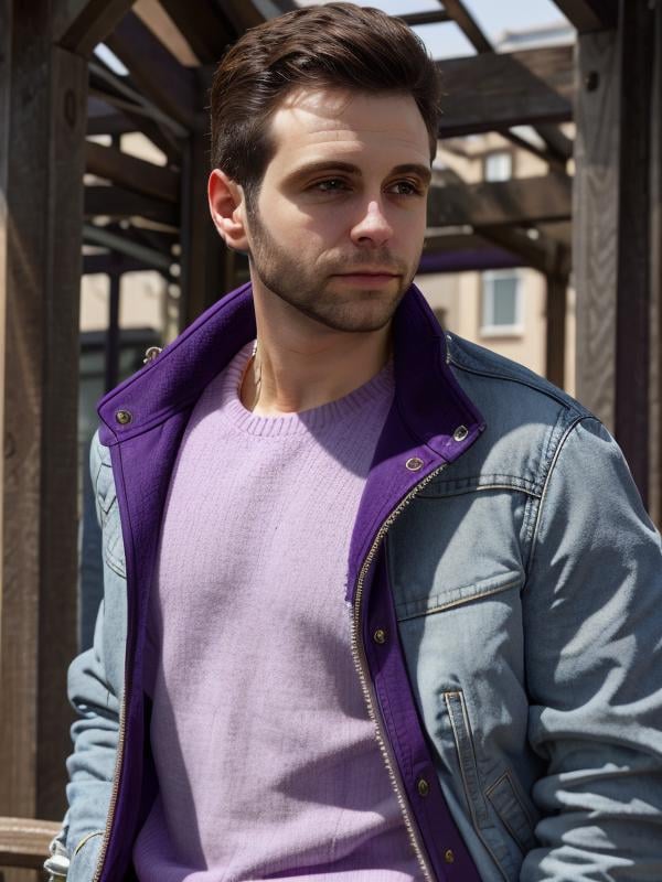 gquality, <lora:vegetta777-10:1> 1boy, purple open jacket