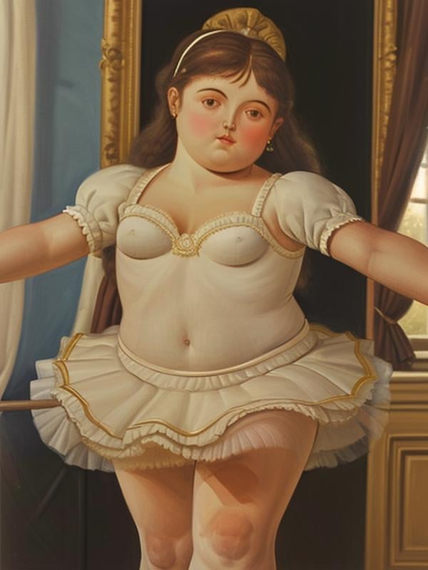 gquality, botero, <lora:botero-10:1> ballerina, tutu