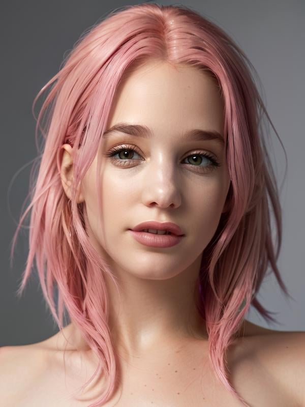 gquality, <lora:angelatorres:1> upper body, pink hair