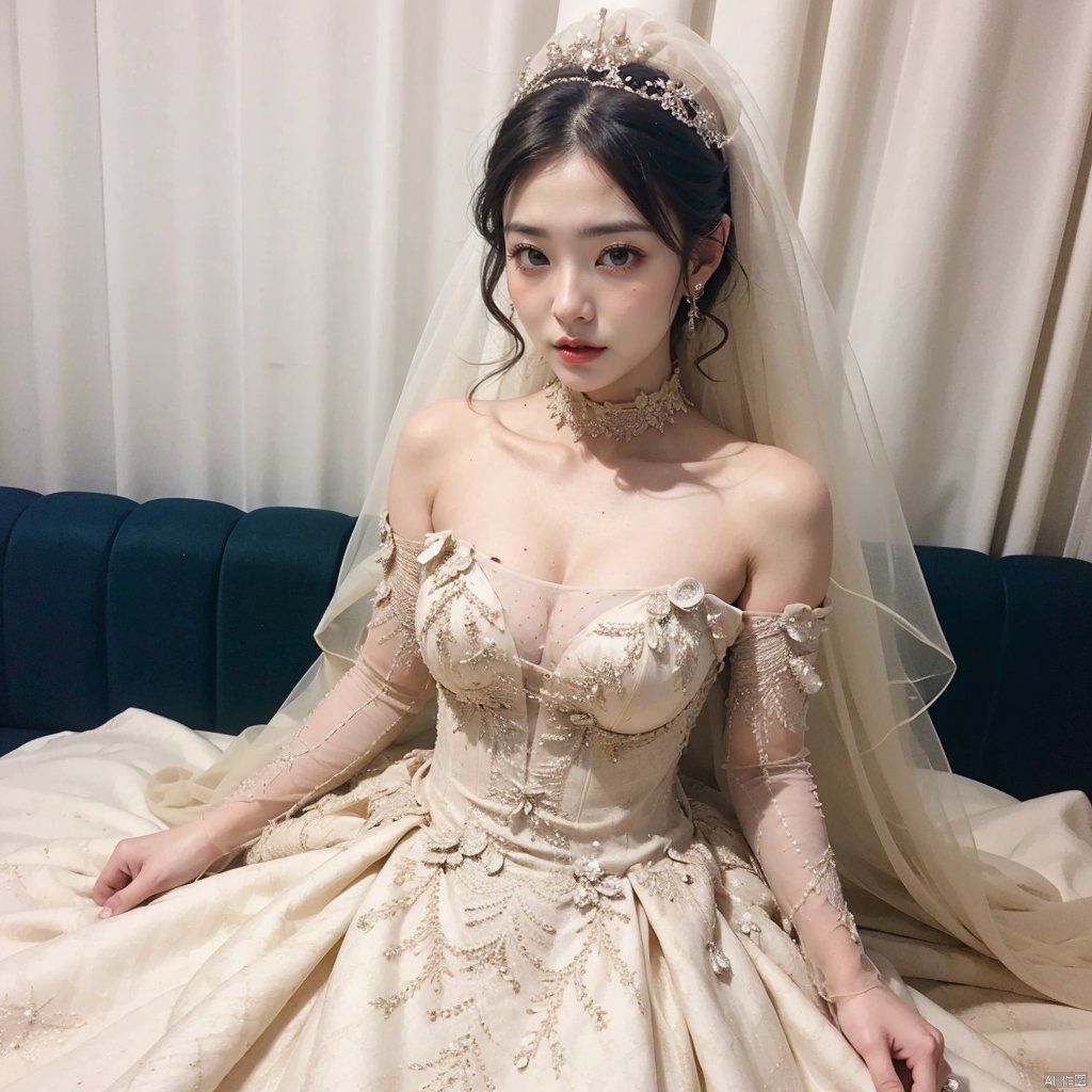 The bride was tied up in a wedding dress