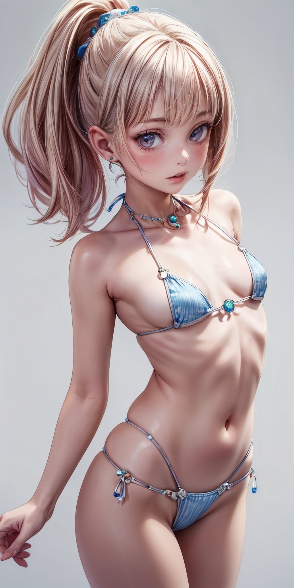 (masterpiece,ultra-detailed,best quality,8K,illustration,shaved:1.0),(petite girl:1.5) <lora:add_detail:1.2>, ,simple background <lora:jbikini:0.4> jewelry bikini, swimsuit, bikini,jewelry