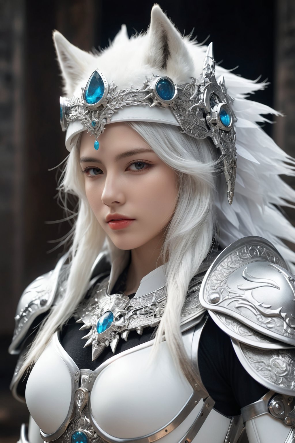 (ultra realistic,best quality),photorealistic,Extremely Realistic, in depth, cinematic light,hubgwomen,hubg_beauty_girl,

HUBG_Mecha_Armor, official art, full body, (Extremely beautiful hubggirl,, White Wolf queen, white Wolf_girl, crown (headgear):1.3), Wolf Head, Wolf_girl, Moon.solo, hanfu, Majestic. Solemn, white wolf's head at the shoulders, wolf's ears, (white medieval byzantine theme), cowboy shot, (alive skin),HUBGGIRL

intricate background, realism,realistic,raw,analog,portrait,photorealistic, HUBG_Mecha_Armor