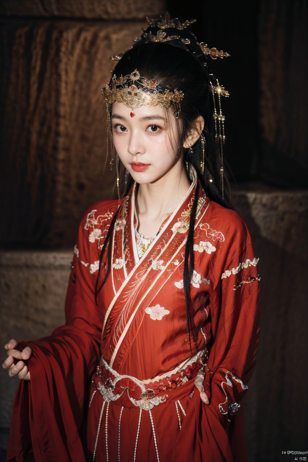 (1girl:1.3),(best quality, masterpiece, ultra-high resolution, 4K, HDR, UHD, 64K, official art), (photorealistic:1.3), (realistic:1.3), depth of field, (portrait:1.3),(sfw:1.4),, hanfu,