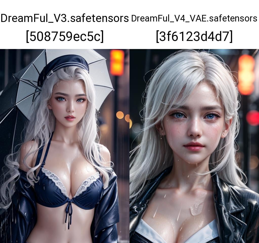 model shoot style, (extremely detailed CG unity 8k wallpaper:1.10), close up portrait photo of the most beautiful artwork in the world, (sailor uniform, wet clothes:1.10), (messing hair, hair wet, shiny skin, wet body:1.10), (rainy:1.2), street, neon street light, professional lighting, photon mapping, radiosity, physically-based rendering, cinematic lighting, intricate, High Detail, Sharp focus, dramatic, photorealistic, beautifully face, body perfect, beautiful background, bra, silk, good hands, detailed eyes, white hair, white