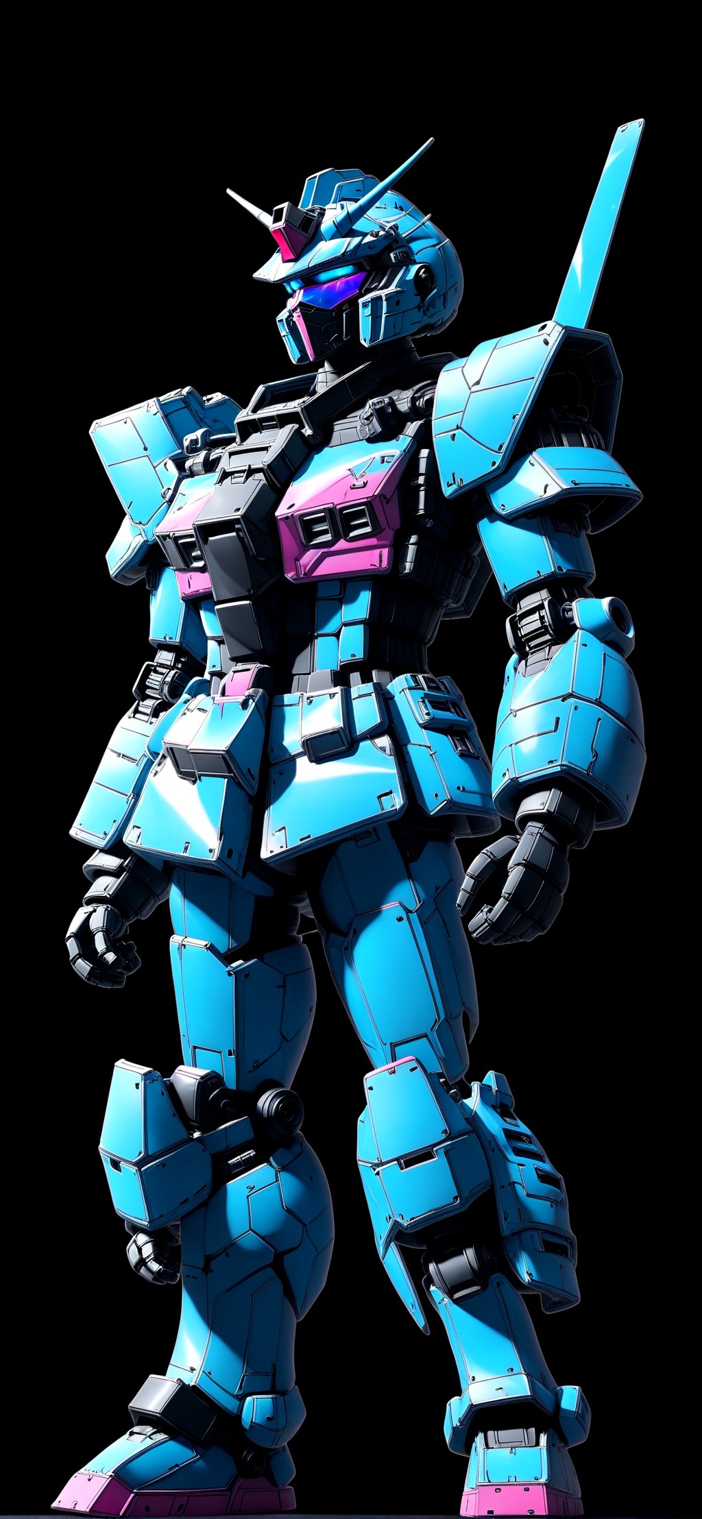 Vaporwave aesthetic, grandpas.Gundam, Gundam.Vidar, highly realistic, black background,