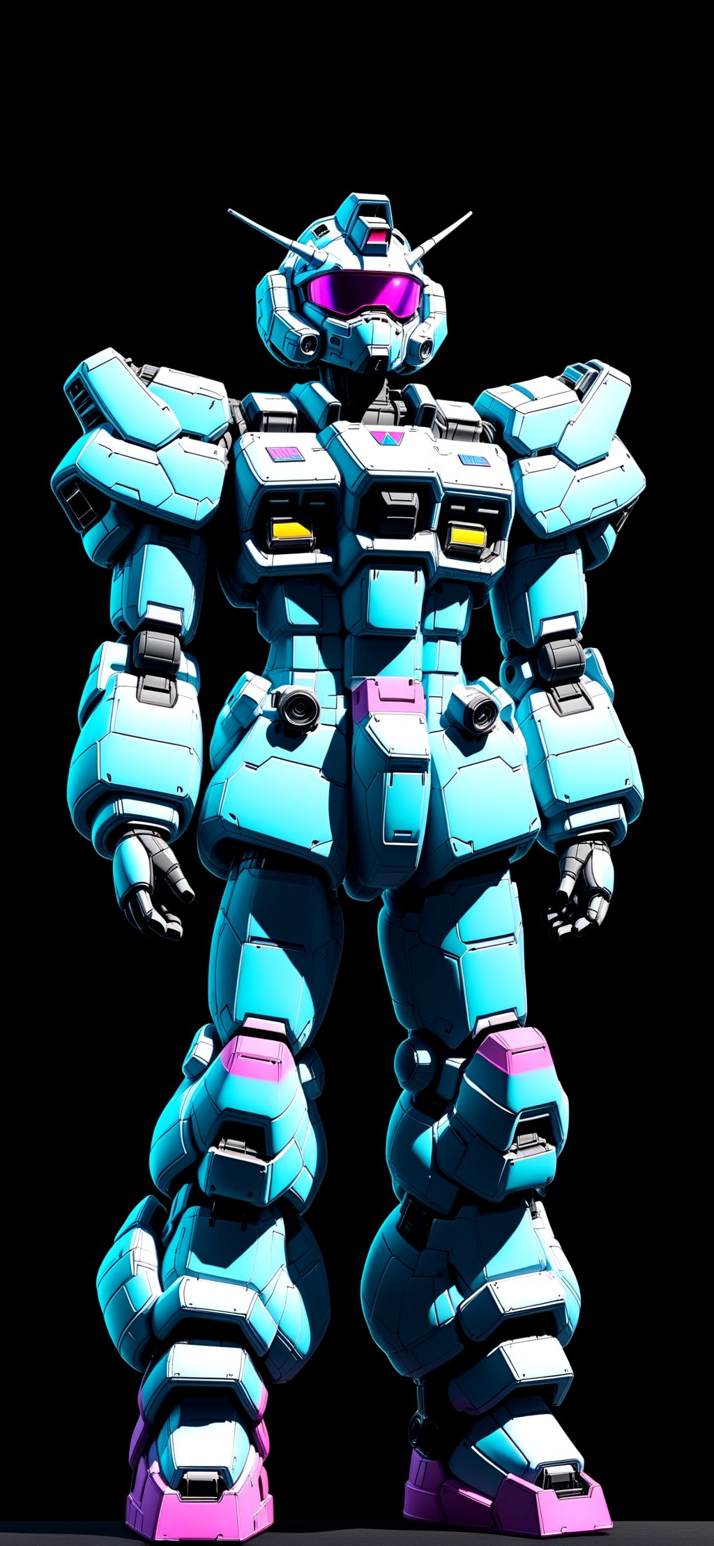 Vaporwave aesthetic, Gundam.0083, highly realistic, black background,