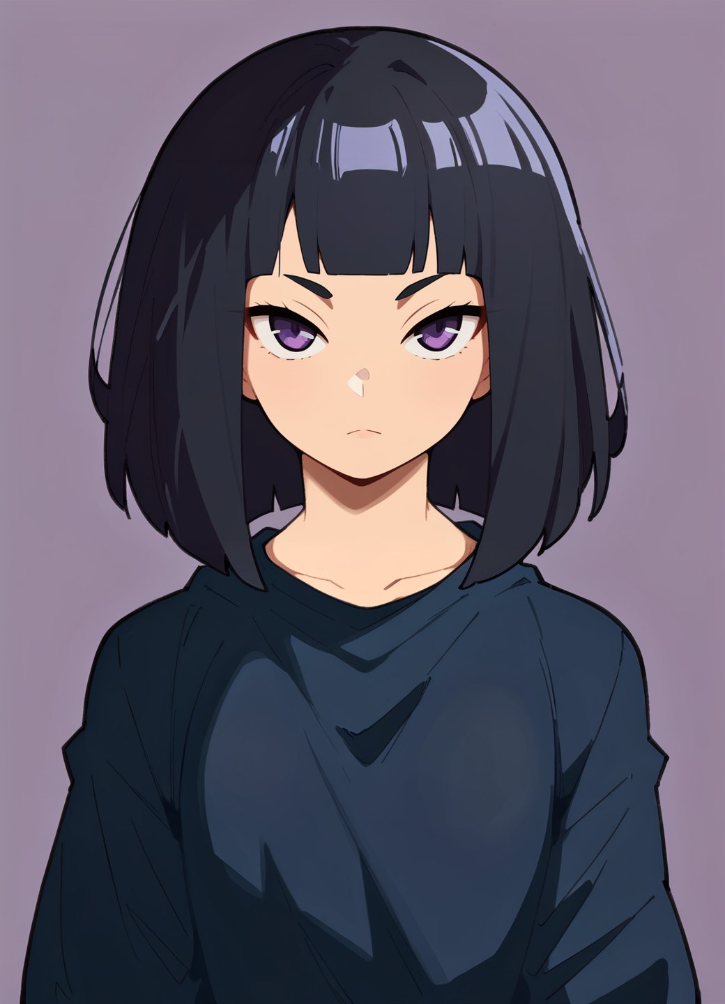 score_9, score_8_up, score_7_up, score_6_upBREAK1girl, solo,black hair, blunt bangs, medium hair, purple eyes,upper body, looking at viewer<lora:vammzu_Pony_locon_e22:1>