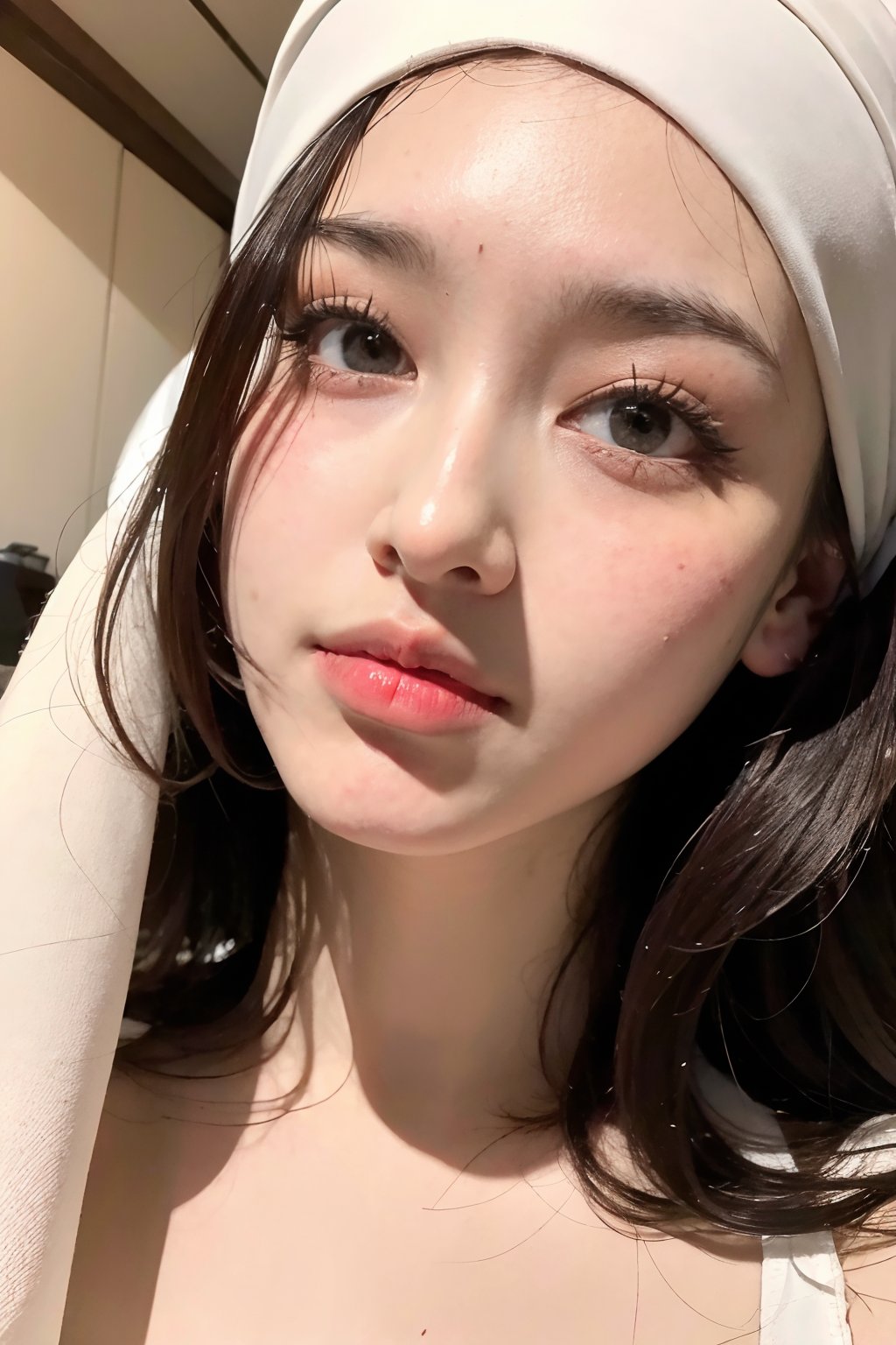 Cream theme, 
1girl, parted lips, closeup, details eyes, glossy lips, seductive lips, realistic face, headscarf,
.
,H3NUY ,photorealistic,1 girl ,D1AMOND,IR3N ,EZH4 ,R15M ,ar1n,J3N,C1SYU,C1THU ,3KH4 ,J3HA 