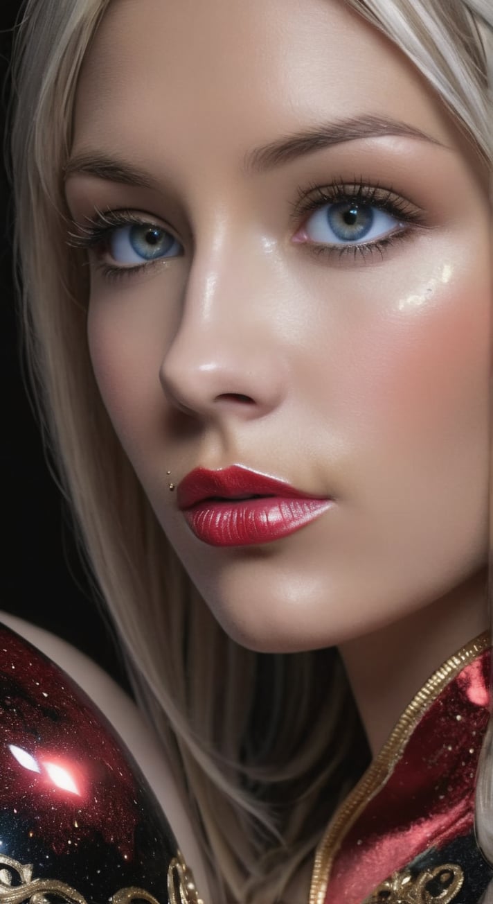 Close-up, ((beautiful woman in gilded pajamas with black and red pattern and ornament meditates)), in the background a magical portal shrouded in a fantastic mist, stunning digital art object, divine atmosphere, diamond glitter, digital art, bright, beautiful, splatter, sparkling, cute and charming, stardust, gold dust particles, filigree, edge lighting, luminous, magical, surreal, sci-fi, multicolored paint splatter, outline, detail, fantasy, unreal engine, perfectly drawn toes, perfect toes, perfect fingers, perfect feet, perfect face, perfect eyes, intricate detail, background, complementary colors, fantasy concept art, high detail, sharp focus, muted colors, perfect lips, bright, cinematic, masterpiece, atmospheric, high resolution, vivid, dynamic studio lighting, pan-and-shift camera, broken glass effect 