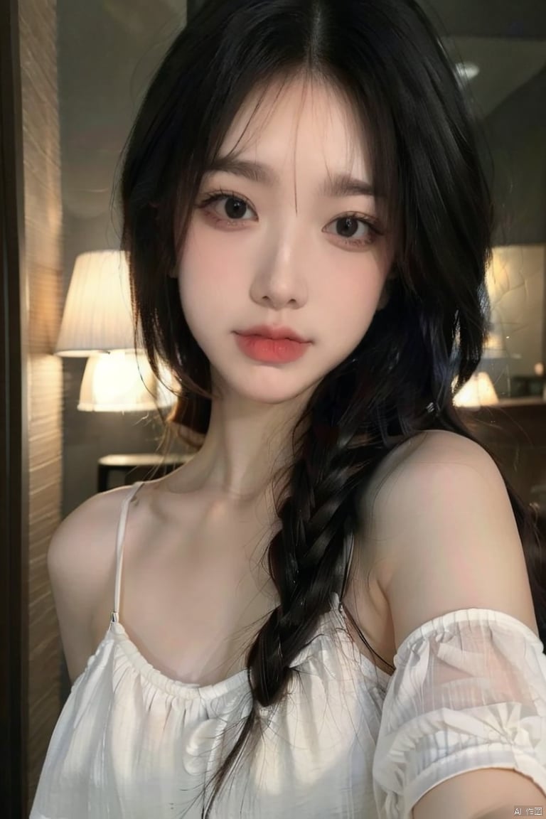 masterpiece, best quality, 1girl， black hair, looking at viewers, happy, side, whole body, soft light, dark style, night style, extremely detailed wallpaper,perfect lighting, depth of field，Clear facial features, focusing on the eyes,