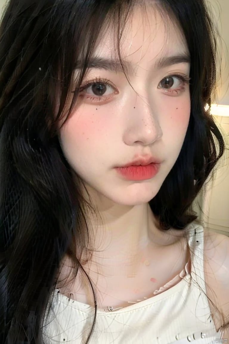 masterpiece, best quality, 1girl， black hair, looking at viewers, happy, Shallow smile, exquisite makeup, lipstick,side, whole body, soft light, dark style, night style, extremely detailed wallpaper,perfect lighting, depth of field，Clear facial features, focusing on the eyes,