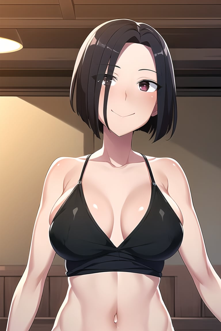 (masterpiece, best quality), 1girl, solo, looking at viewer, <lora:Angry Ex-GF (Stopman):0.75>,angryexgf, (red eyes:0.7), brown eyes, black hair, short hair, bob cut, forehead, sidelocks, parted hair, tsurime, medium breasts,skimpy, revealing clothes, collarbone, areola slip, cameltoe, navel,smile, closed mouth,cute pose,close-up, portrait,lunar landscape, buttress,shipwreck,rock ceiling,peat