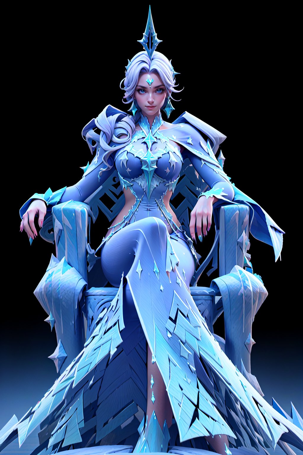 Aurora_Maiden_Of_The_Glacier,ice_queen,sitting on the ice throne,((big_breasts:1)),lingeries<lora:EMS-328267-EMS:1.000000>