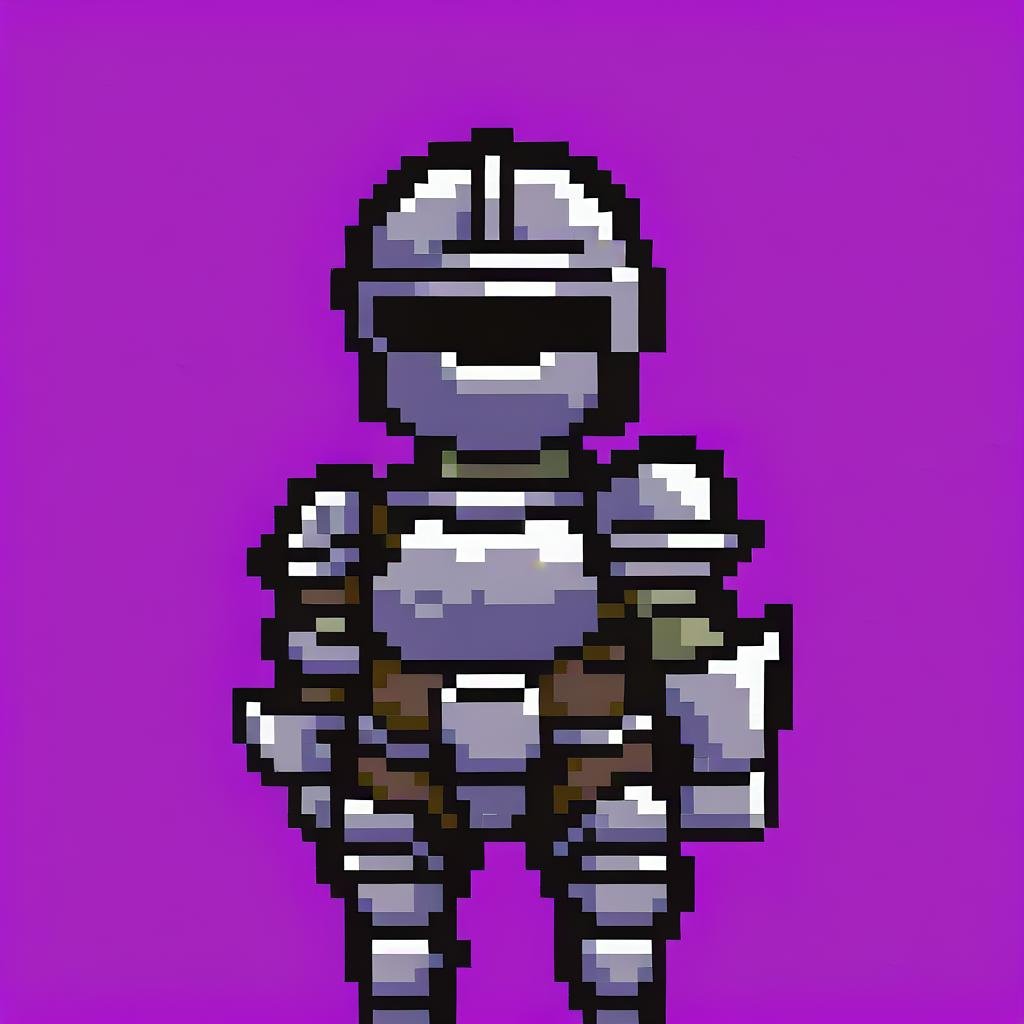 <lora:lisathepointless-v5.4_:1> by lisathepointless, solo, purple background, 1boy, solo, male, standing, knight, armor, plate armor, faceless, covered face, knight helmet, 