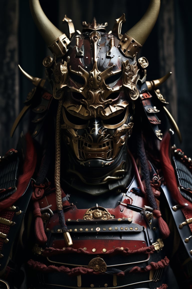 samurai, japanese armor, mask, masterpiece, best quality, aesthetic, realistic, raw photo, 