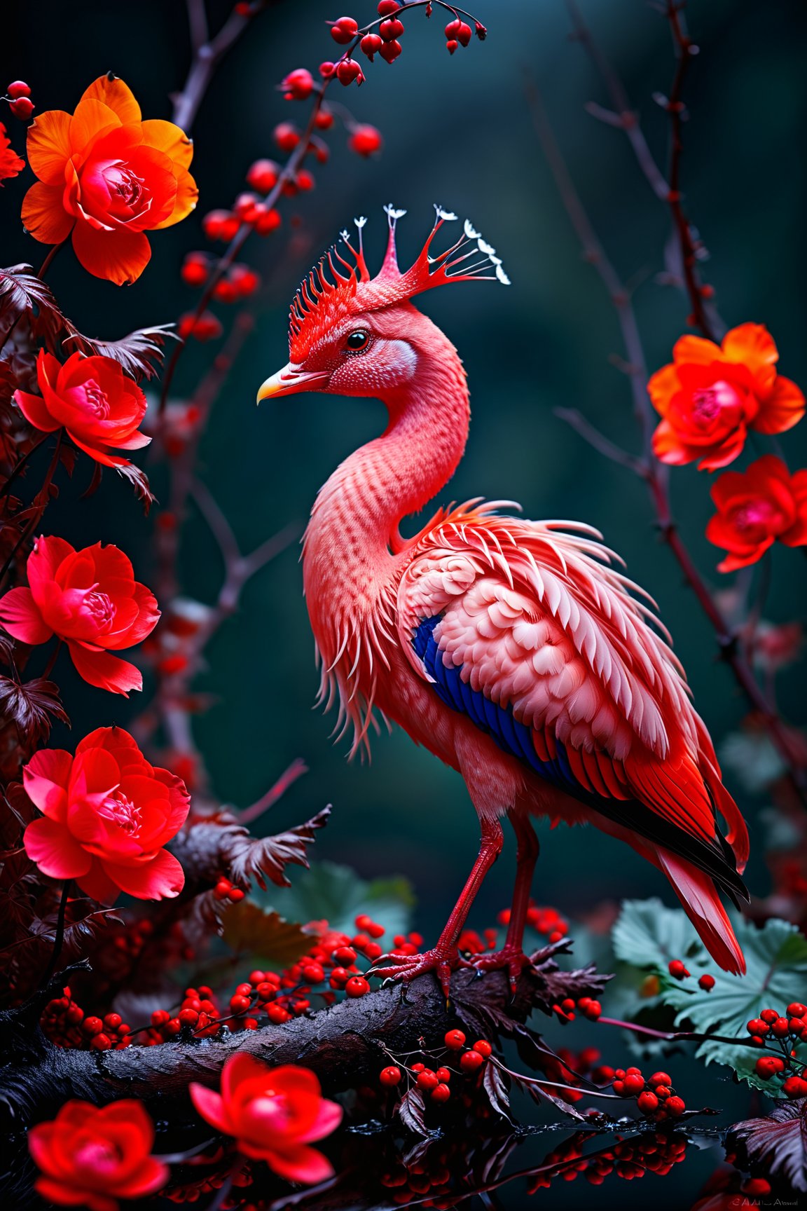 (Wildlife Photography by Alaa Al-Marjani and Luigi Veronesi:1.2), award winning,
environment occlusion,
(aesthetic of surrealism with translucent atmosphere:0.5),
distinctive pinnacle of creativity with precise details,
(poppyred and ruby colors:0.1),