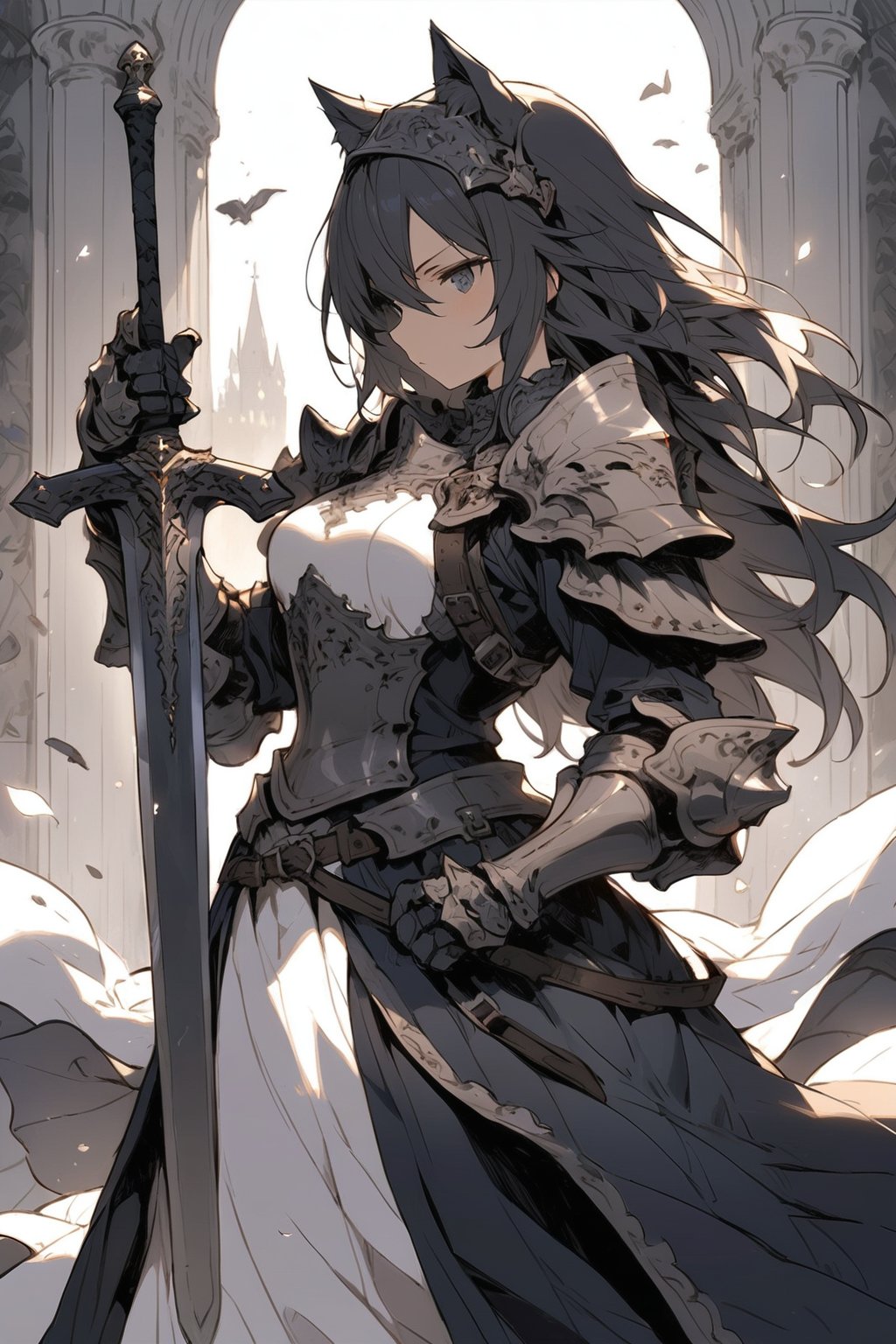 knight, armored dress, holding sword, masterpiece, best quality, aesthetic,