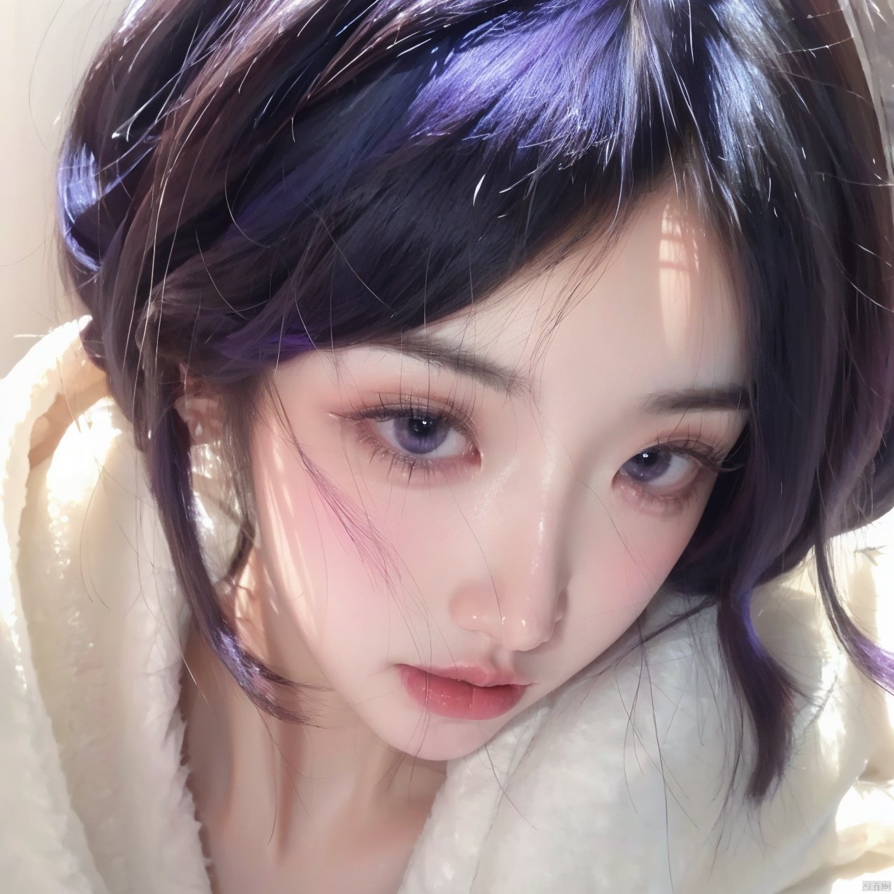  A Girl With Purple Hair, Cute, A Girl With Purple Hair