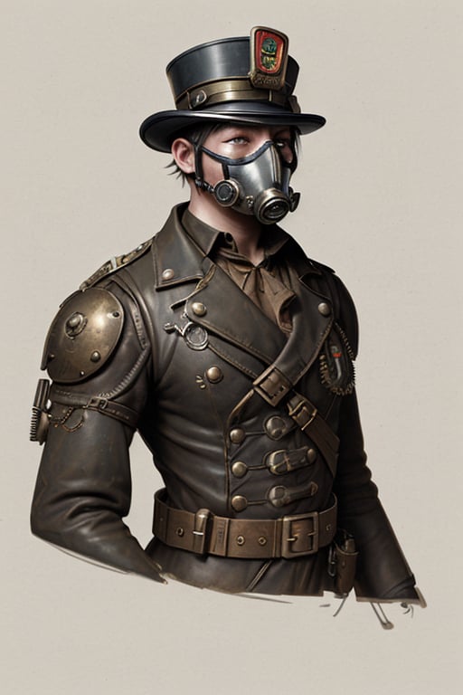 steampunk soldier, oxigen mask