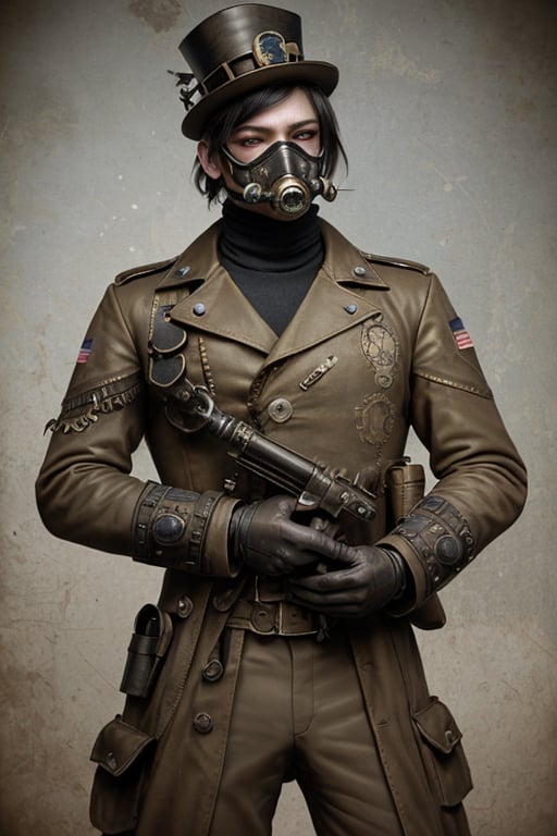 steampunk soldier, oxigen mask