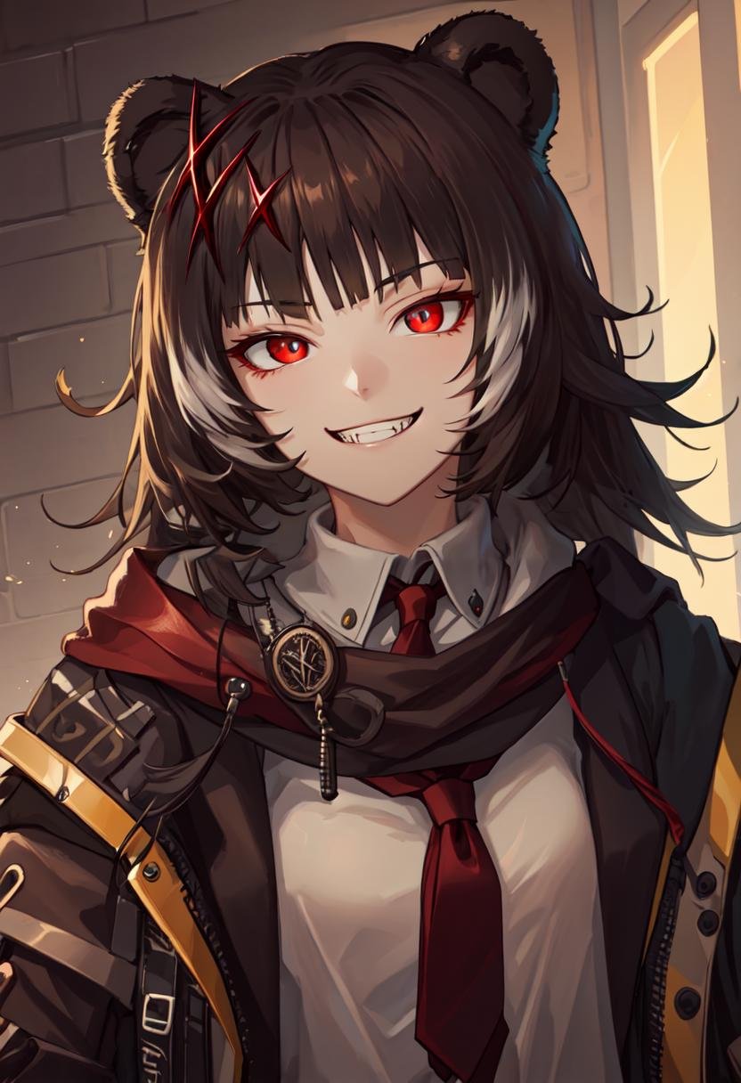 best quality, masterpiece, highres, solo, (leto_arknights:1.10), evil grin, evil smile, grin, portrait, looking at viewer, 30 <lora:leto_arknights:0.80>