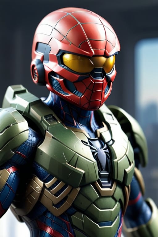 master chief fused with spiderman, ultra realic

