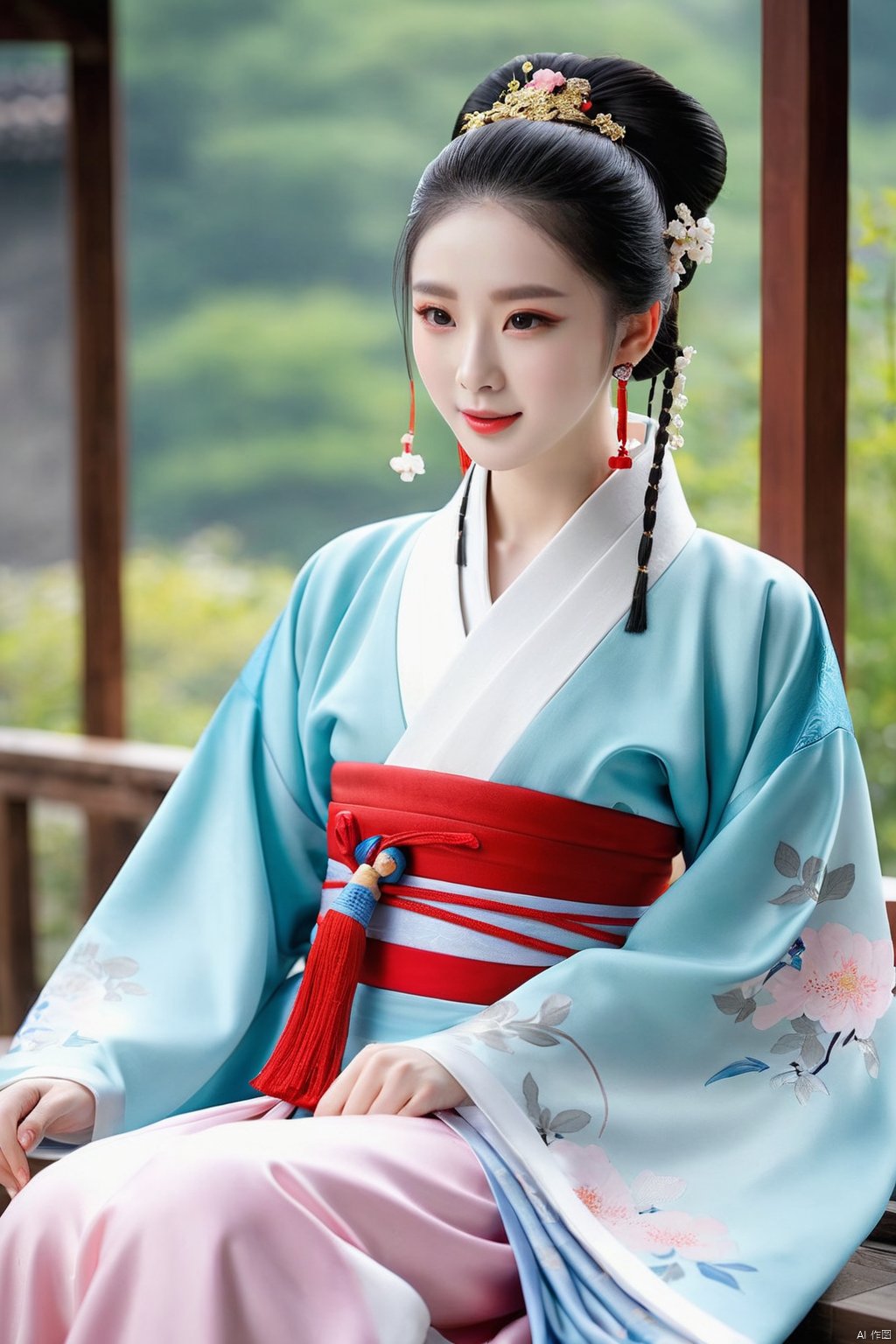  Best quality, intricate details, high resolution, wear hanfu, (beautiful details water1.4), (Hanfu, Tang style), WQMY, ((Binding)), , MUSCULAR FEMALE, Kimono