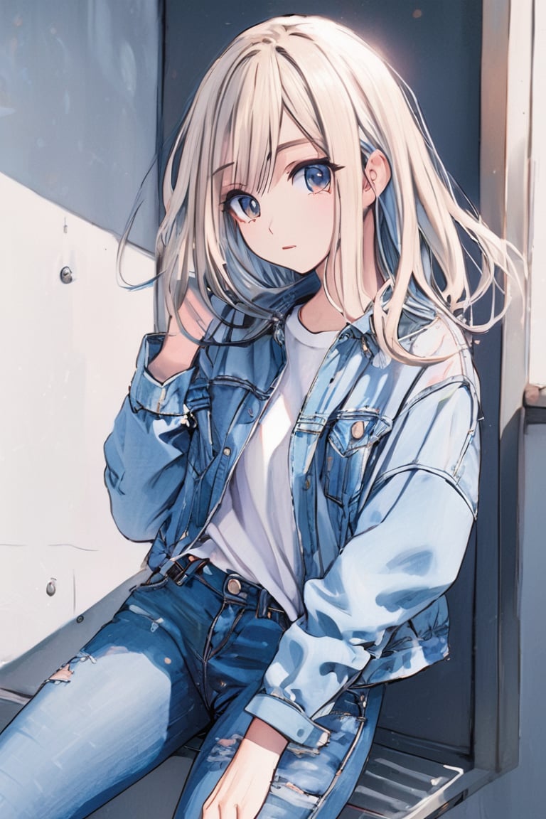 Anime girl  wearing denim 