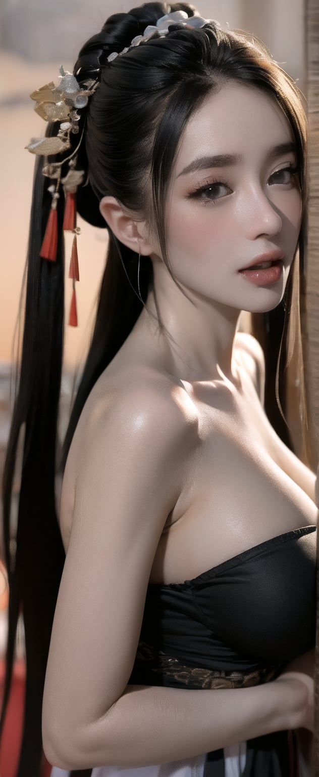 (ultra realistic,best quality),photorealistic,Extremely Realistic, in depth, hubggirl, cinematic light,
hubgwomen,Hime cut,long black hair,lip biting,detailed skin,detailed face,
intricate background, realism,realistic,raw,analog,portrait,photorealistic,32yo Girl, hourglass_figure,HanFu,gufeng