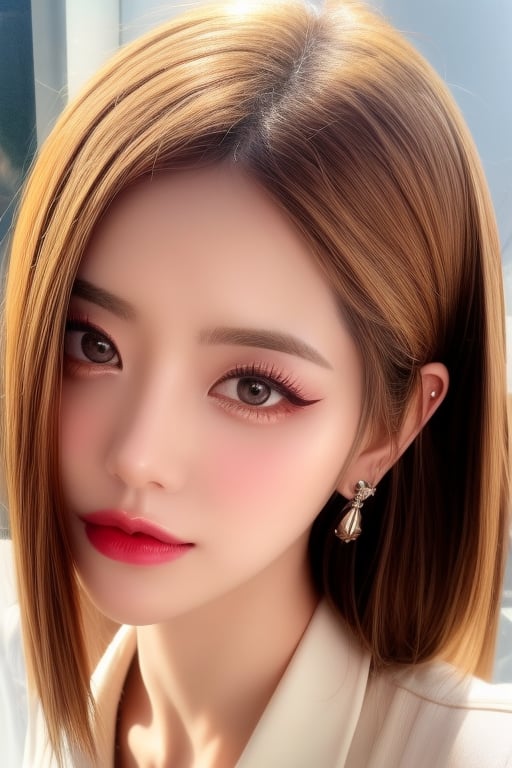 (masterpiece, best quality, photorealistic), 1girl, light brown hair, brown eyes, detailed skin, pore, lovely expression, close mouth, upper body, beauty model, White background, Detailedface, Realism, Epic ,Female, Portrait, Raw photo, Photography, Photorealism,Skin care,touching her clean face with fresh Healthy Skin, Beauty Cosmetics and Facial (masterpiece:1.5) (photorealistic:1.1) (bokeh) (best quality) (detailed skin texture pores hairs:1.1) (intricate) (8k) (HDR) (wallpaper) (cinematic lighting) (sharp focus), (eyeliner), (painted lips:1.2), (earrings),asian girl(masterpiece:1.5) (photorealistic:1.1) (bokeh) (best quality) (detailed skin texture pores hairs:1.1) (intricate) (8k) (HDR) (wallpaper) (cinematic lighting) (sharp focus), (eyeliner), (painted lips:1.2), (earrings),asian girl,Young beauty spirit ,realistic,Ava,Exquisite face,beautiful edgArg_woman,Makeup,alluring_lolita_girl  ,s0da 