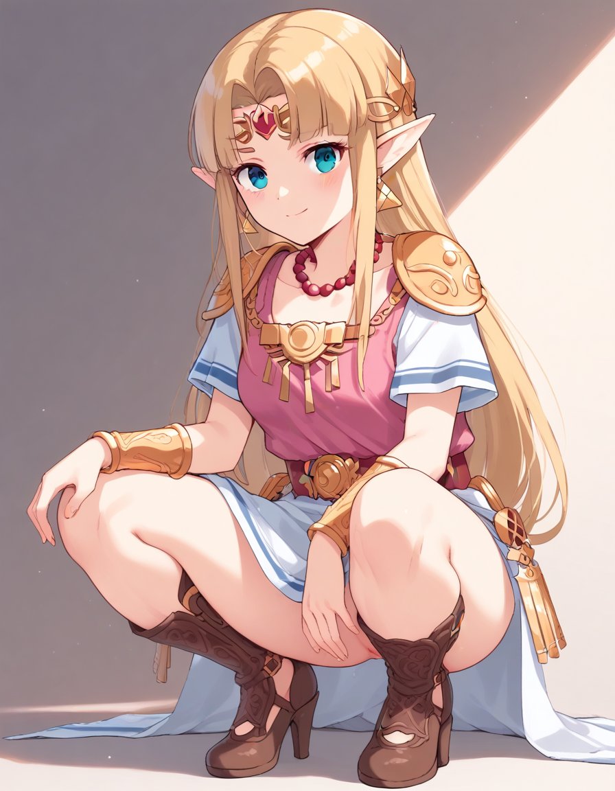 <lora:princess_zelda_XL_pony_bf16_v1:1>1girl, princess zelda, squatting,, BREAK score_9, score_8_up, score_7_up, BREAK source_anime, rating_explicit, best quality, masterpiece, uncensored,<lora:sdxl_lightning_4step_lora:1>(clear eyes:1.2),clear art,zPDXLpg