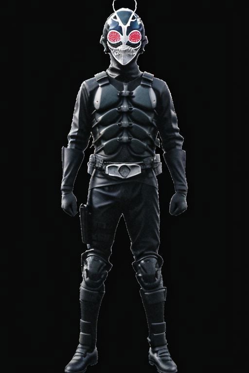 shinkr, solo, 1boy, male focus, full body, standing, gloves, looking at viewer, black footwear, helmet, mask