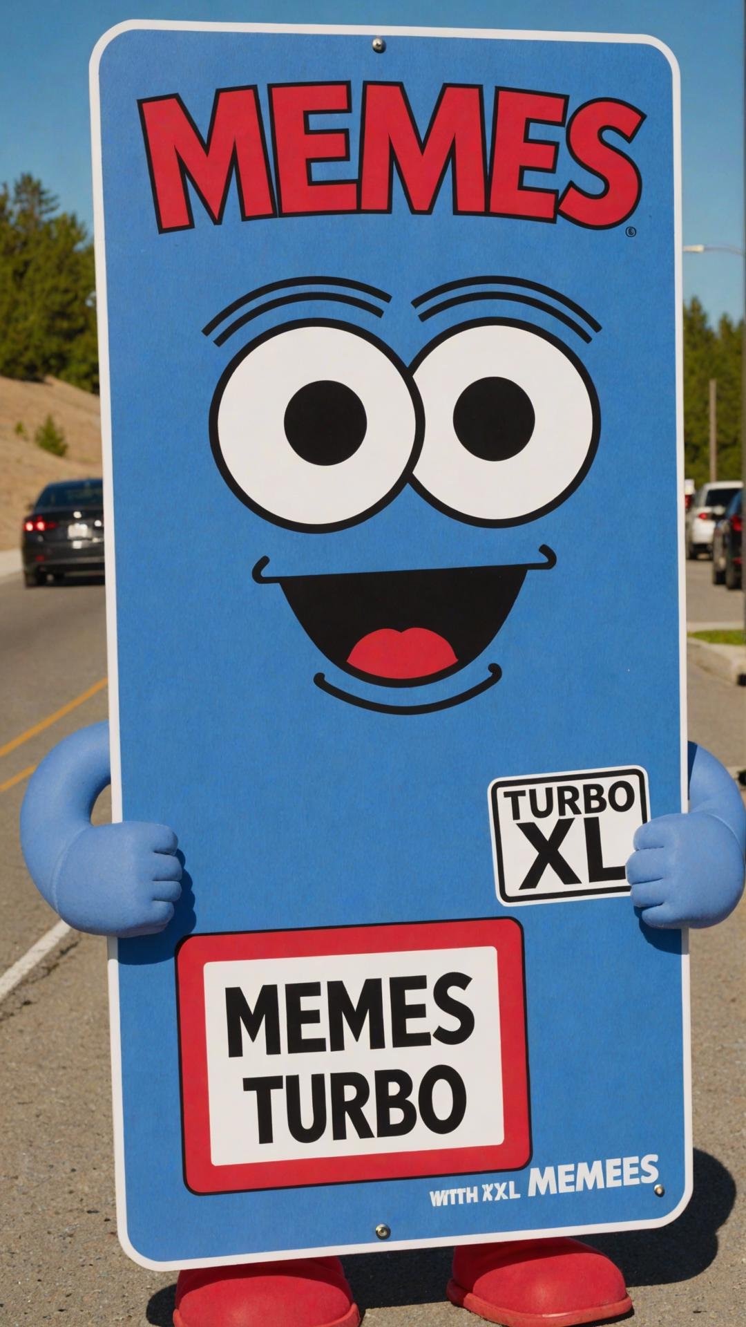 Photo of Towelie with sign that says "Memes XL turbo"