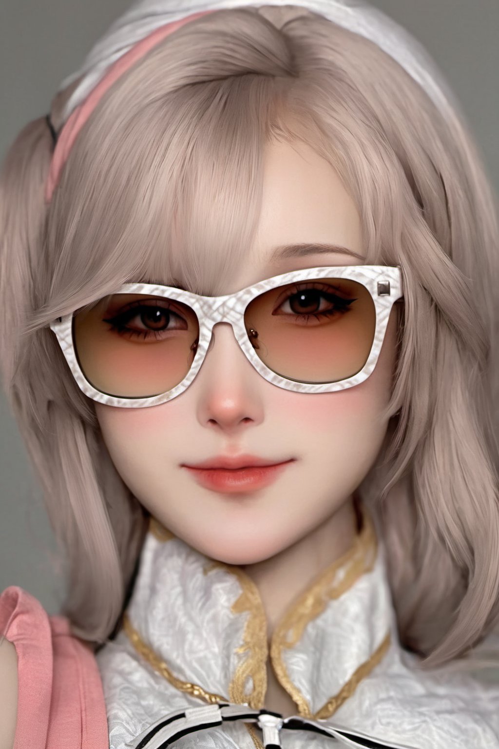 1girl,TwB, smile, upper_body, realistic, high_resolution, 8k, super detailed, masterpiece, best quality, sunglasses,