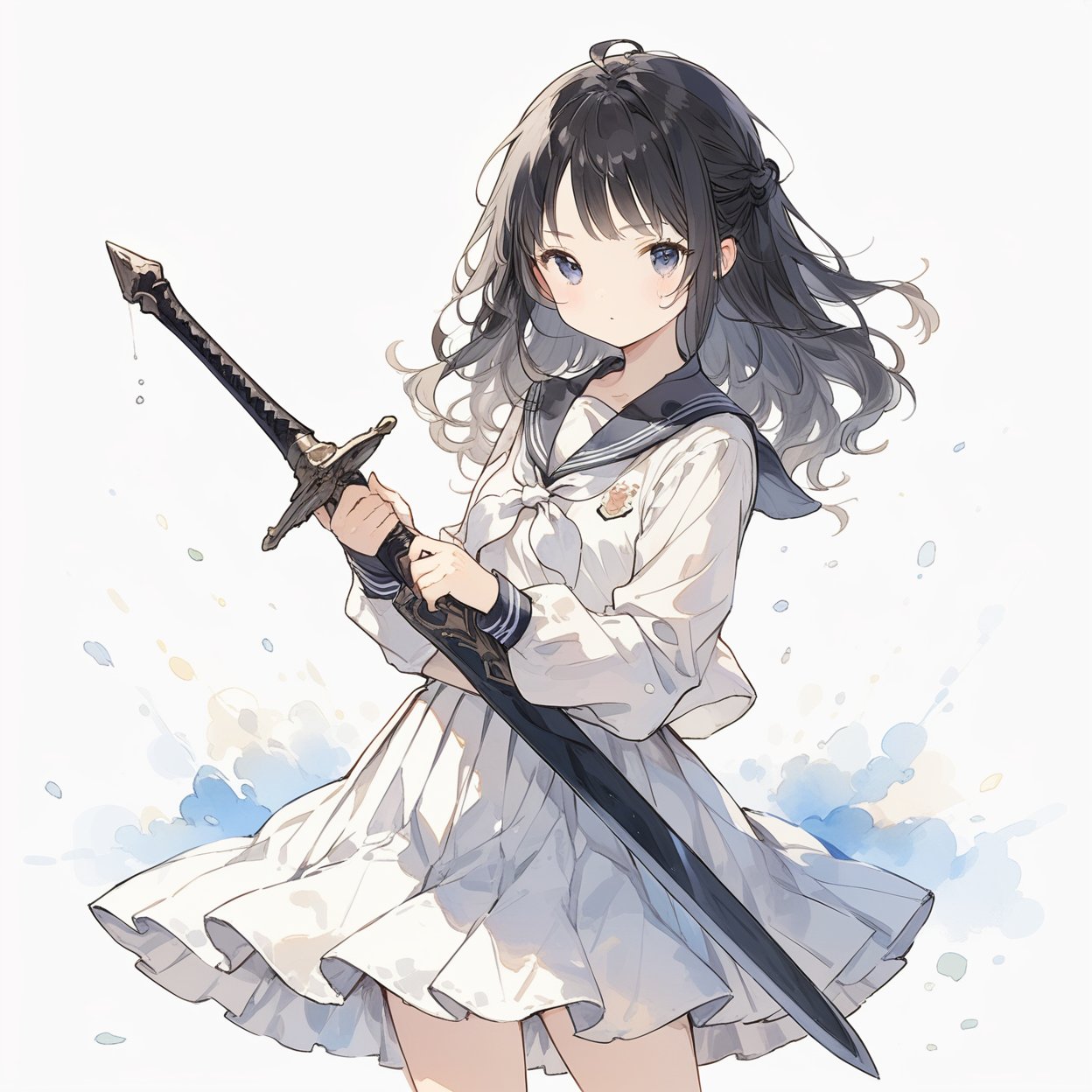 princess, 1girl, holding sword, serafuku, school uniform,
masterpiece, best quality, aesthetic, cute illustration, 