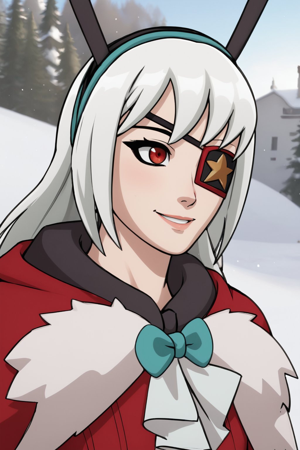 Reina, white hair, red eye, pa | image created by | Tensor.Art
