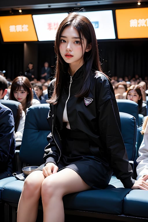 Solo, looking at audience, smile, black hair, 鄰家女孩,full_body
