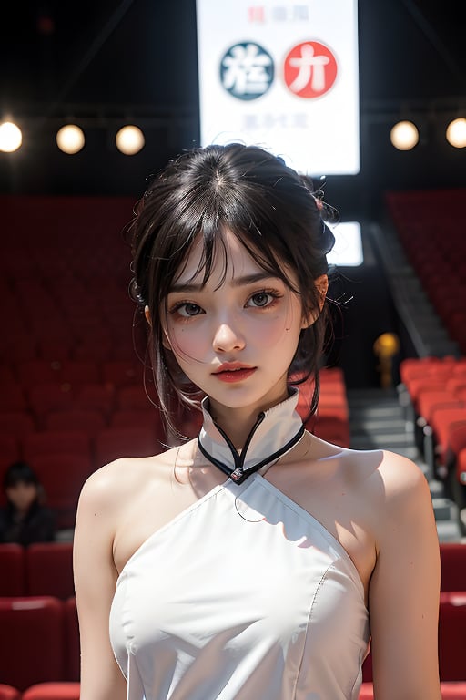 Solo, looking at audience, smile, black hair, 鄰家女孩