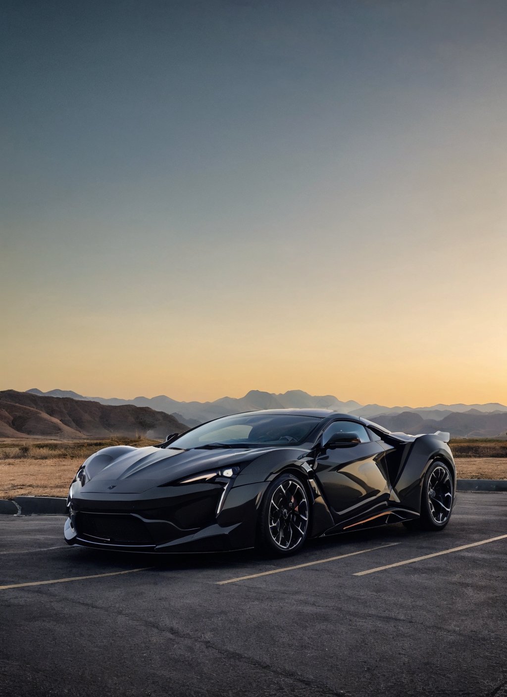 RAW phonograph of Fenyr Supersport car, black color, black car, side view, sky, cool, aesthetic,, full car in frame, full car picture, highly detailed, 8k, 1000mp, ultra sharp, masterpiece, realistic, detailed grills, detailed headlights,4k grill, 4k headlights, showroom, beautiful lighting